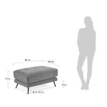 Grey Sahira footstool 80 x 60 cm - sizes