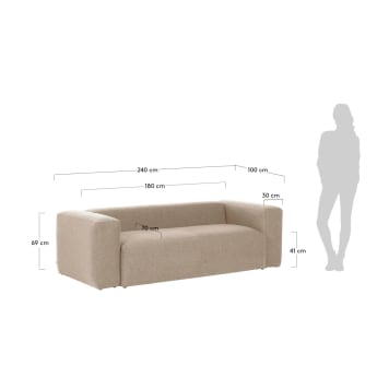 Blok 3-Sitzer Sofa beige 240 cm - Größen