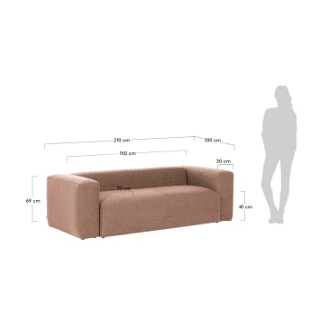 Pink 2 seaters Blok sofa 210 cm - sizes