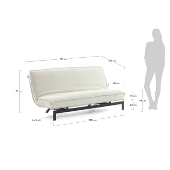 Eveline sofa bed 195 cm white metal structure - sizes