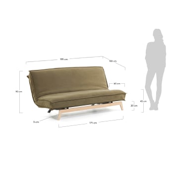 Eveline sofa bed 195 cm brown wood structure - sizes