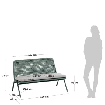 Wivina 2-Sitzer Sofa grün 120 cm - Größen