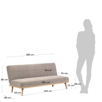 Nirit 3-Sitzer Bettsofa grau 180 cm - Größen
