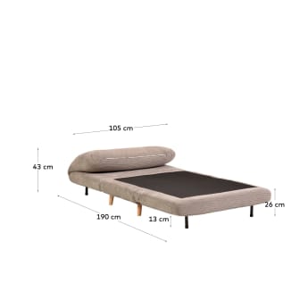 Sofá cama Keren 2 plazas pana gris 106 cm - tamaños