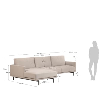 Divano Galene 4 posti con chaise longue sinistra beige 314 cm1 - dimensioni