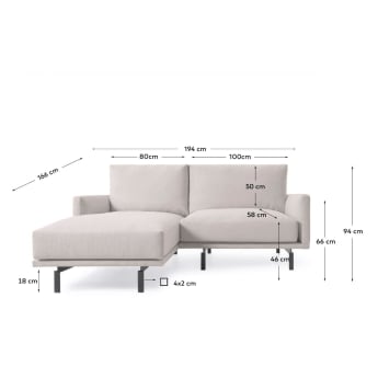 Galene 3-Sitzer Sofa beige mit Chaiselongue links 194 cm - Größen
