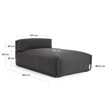 Puf sofà modular longue amb suport exterior Square gris fosc alumini negre 165x101 cm - mides