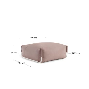 Puf sofà modular 100% per a exterior Square terracota i alumini blanc 101 x 101 cm - mides