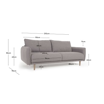Sofa Carlota für 3 Sitzer grau 213 cm - Größen