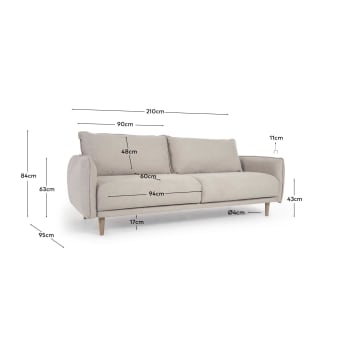 Sofa Carlota für 3 Sitzer beige 213 cm - Größen