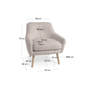 Candela armchair in grey micro bouclé - sizes