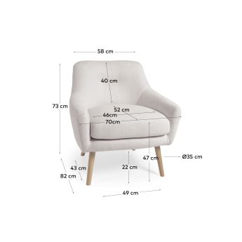 Fotel Candela tapicerowany białym micro boucle - rozmiary