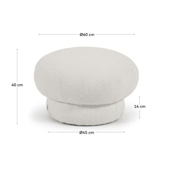 Pouf rond Sarisha bouclette blanc Ø 63 cm - dimensions