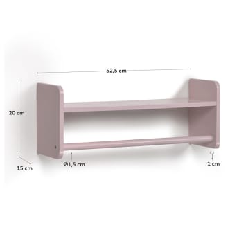 Florentina MDF shelf with hangers pink finish 52.5 cm FSC - sizes