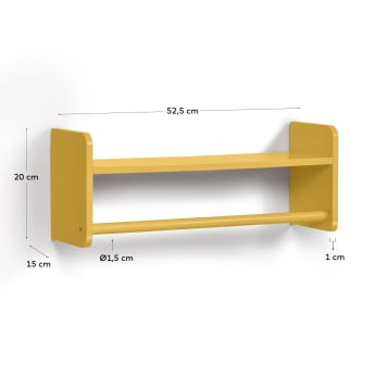 Florentina MDF shelf with hangers mustard finish 52.5 cm FSC - sizes
