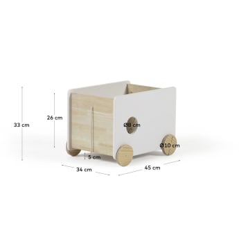 Bianina trolley with storage in solid natural pine and white MDF - sizes