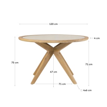 Julieta round table in polycement and solid acacia wood Ø 120 cm - sizes