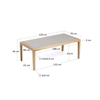 Table basse Better en polyciment et bois d'acacia massif 120 x 70 cm - dimensions