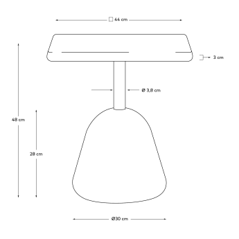 Table basse Saura avec plateau en terrazzo blanc et pied en terrazzo blanc 44x44x48cm - dimensions