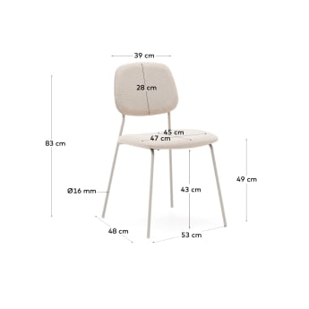 Chaise empilable Benilda beige placage de chêne et acier finition beige FSC Mix Credit - dimensions