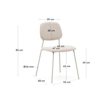 Benilda stackable beige chair in oak veneer and steel in a beige finish FSC Mix Credit - sizes