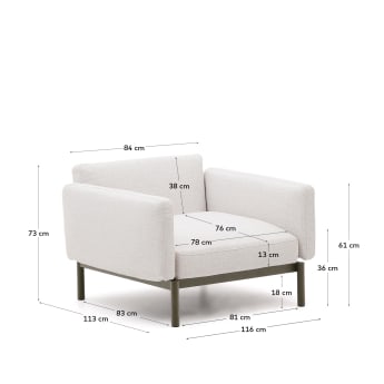 Sorells outdoor modular armchair in aluminium with green finish - sizes