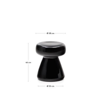 Table d'appoint Manya en cerámique noir Ø 38 cm - dimensions