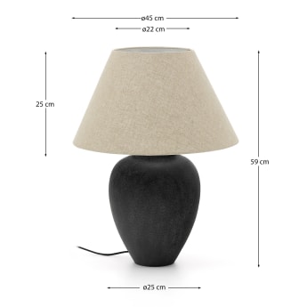 Lampe de table Mercadal en céramique avec finition noire - dimensions
