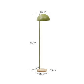 Catlar ash wood and metal floor lamp in a green painted finish - sizes