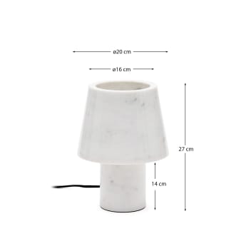 Lampe de table Alaro en marbre blanc - dimensions