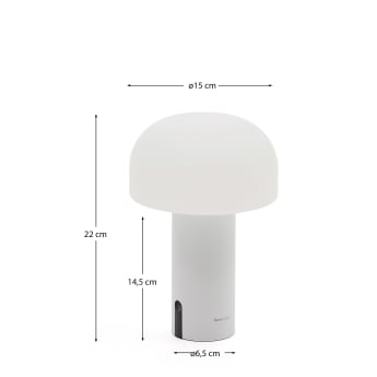 Lampe de table d'extérieur Macar en acier blanc - dimensions