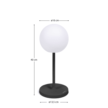 Lampada da tavolo da esterno Dinesh in acciaio nero 40 cm - dimensioni
