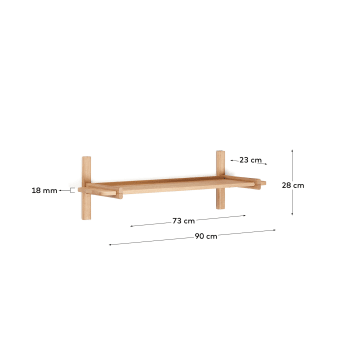 Sitra modular shelf, 1 solid oak wood shelf in a natural finish, 90 cm, FSC Mix Credit - sizes