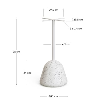 Peu de taula d'exterior Saura de terratzo blanc i acer amb acabat blanc Ø 41 x 95 cm - mides