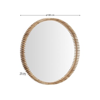 Polke spiegel van teakhout Ø 100 cm - maten