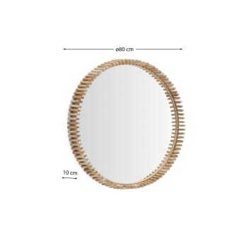 Polke spiegel van teakhout Ø 80 cm - maten