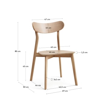 Krzesło Safina fornir dębowy i lite drewno kauczukowe - rozmiary