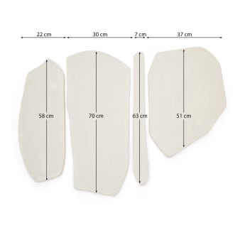 Siluna set of 4 wall panels in white papier-mâché - sizes