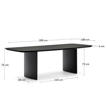 Litto black, lacquered MDF table, 200 x 100 cm - sizes