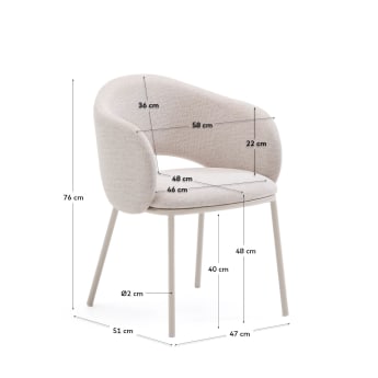 Maina chair in beige and steel legs in a beige finish, FSC Mix Credit - sizes