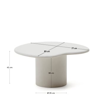 Macarella white cement coffee table, 83 x 77 cm - sizes