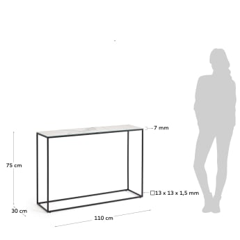 Rewena Konsolentisch Feinsteinzeug mit Kalos Weiß Finish und Stahlgestell 110 x 75 cm - Größen