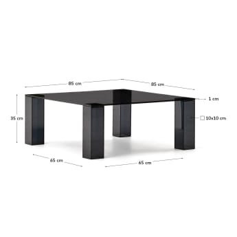 Table auxiliaire Adularia en verre trempé gris foncé 85 x 85 cm - dimensions