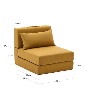 Pouf letto convertibile Arty mostarda70 x 89 (200) cm - dimensioni