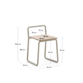 Tinn ash veneer chair with a beige metal structure - sizes