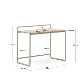 Schreibtisch Tinn aus Eschenfurnier und beigefarbener Metallstruktur 75 x 45,5 cm - Größen