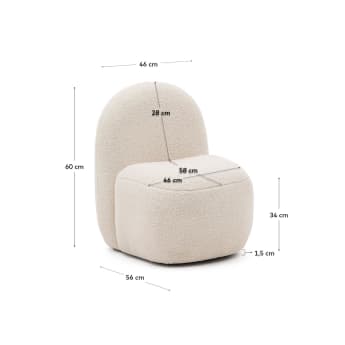 Fauteuil pour enfant Bucky en tissu bouclette blanc FSC 100% - dimensions