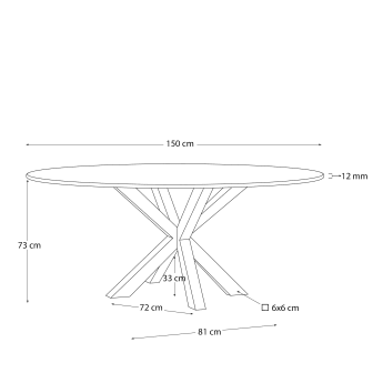 Argo round table in glass and steel legs with black finish Ø 150 cm - sizes