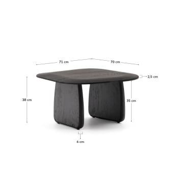 Pirita side table made from solid oak wood in a black finish, 70.6 x 70 cm FSC 100% - sizes