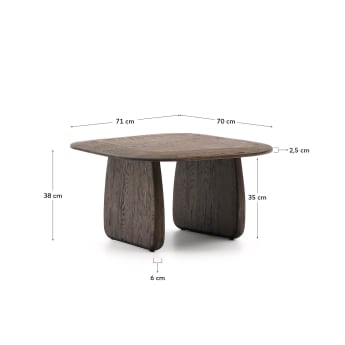 Pirita side table made from solid oak wood in a dark finish, 70.6 x 70 cm FSC 100% - sizes